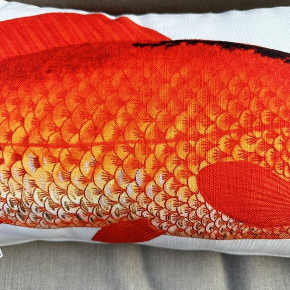 Set Of 2 Red Fish Throw Pillows 19x12 Coastal Nautical Home Decor - Picture 8 of 13